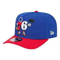 Men's New Era  Royal Philadelphia 76ers Injection Cartoon Logo A-Frame 9FIFTY Adjustable Hat