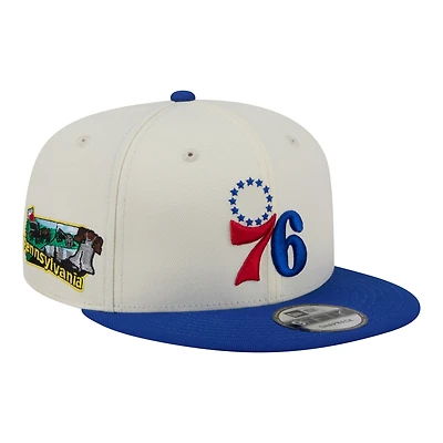 Men's New Era White Philadelphia 76ers Injection Localized 9FIFTY Snapback Hat