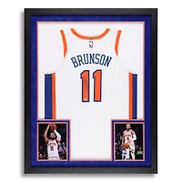 Jalen Brunson New York Knicks Autographed SM Deluxe Framed White Nike 2024-25 City Edition Authentic Jersey