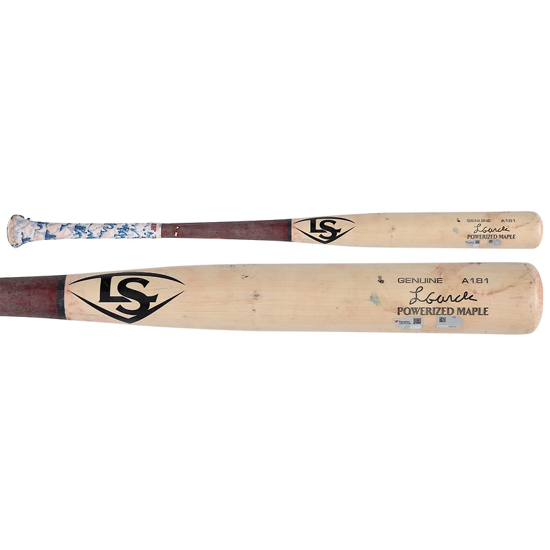 Luis García Jr. Washington Nationals Game-Used Tan/Red Louisville Slugger Broken Bat Miami Marlins on June 14, 2025