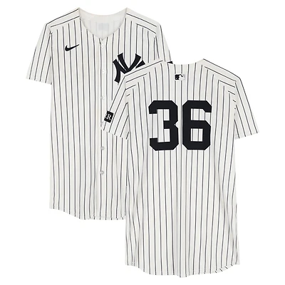 Clarke Schmidt New York Yankees Game-Used #36 White Pinstripe Nike Jersey vs. Athletics on June 28, 2025