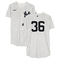 Clarke Schmidt New York Yankees Game-Used #36 White Pinstripe Nike Jersey vs. Athletics on June 28, 2025