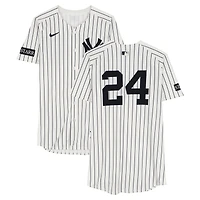 Jasson Domínguez New York Yankees Game-Used #24 White Pinstripe Nike Jersey vs. Athletics on June 29, 2025