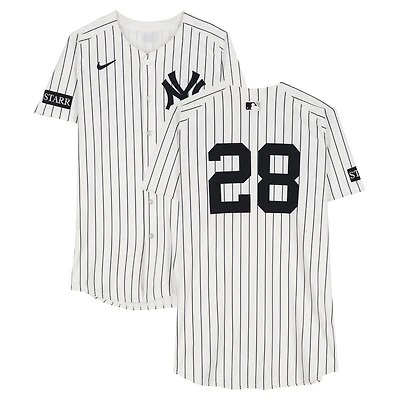 Austin Wells New York Yankees Player-Worn #28 White Pinstripe Nike Jersey vs. Athletics on June 29, 2025