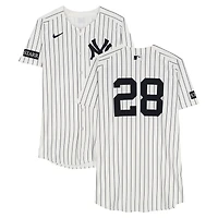 Austin Wells New York Yankees Player-Worn #28 White Pinstripe Nike Jersey vs. Athletics on June 29, 2025