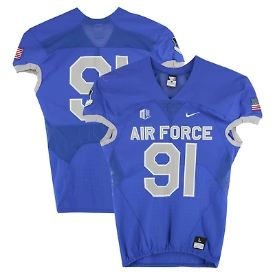 Air Force Falcons Team-Issued #91 Royal Nike Jersey from the Football Program - Size L