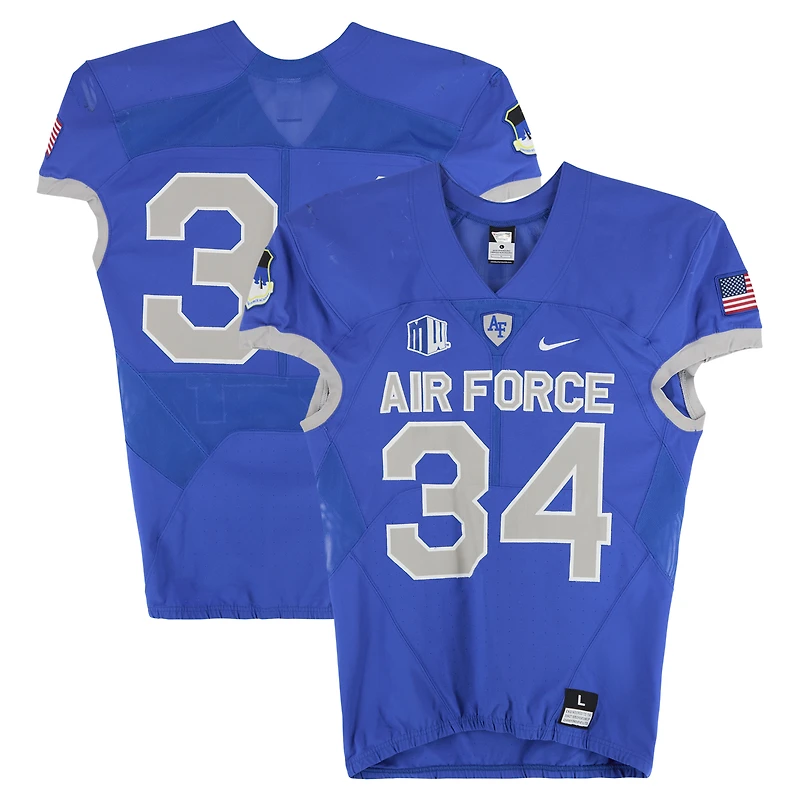 Air Force Falcons Team-Issued #34 Royal Nike Jersey from the Football Program - Size L
