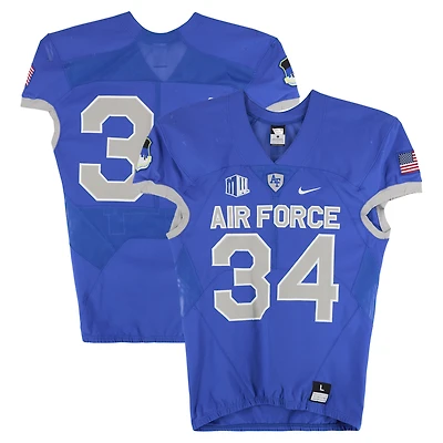 Air Force Falcons Team-Issued #34 Royal Nike Jersey from the Football Program - Size L