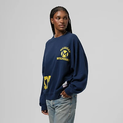 Women's Mitchell & Ness Navy Michigan Wolverines Multi-Hit Sweatshirt