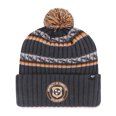 Men's '47 Charcoal Tennessee Volunteers Smokey Grey Stripes Cuffed Knit Hat with Pom
