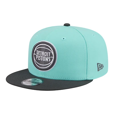 Men's New Era Turquoise/Charcoal Detroit Pistons Color Pack Two-Tone 9FIFTY Snapback Hat