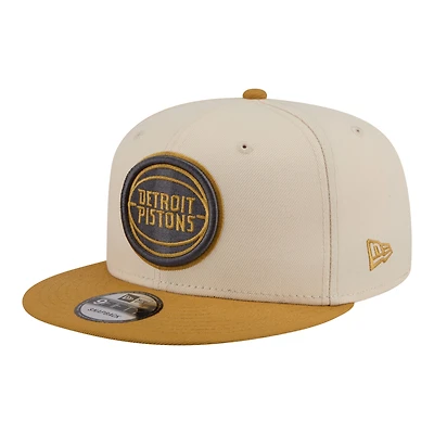 Men's New Era  Cream/Tan Detroit Pistons Two-Tone Color Pack 9FIFTY Snapback Hat