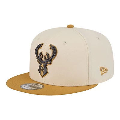 Men's New Era  Cream/Tan Milwaukee Bucks Two-Tone Color Pack 9FIFTY Snapback Hat