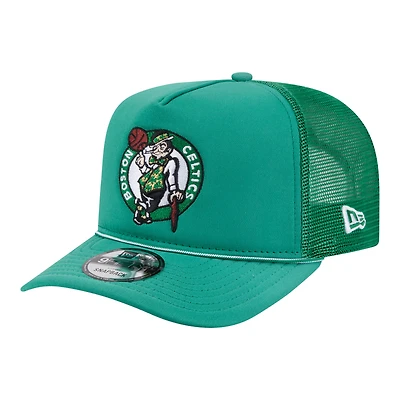 Men's New Era Kelly Green Boston Celtics Faded Foam Front 9FIFTY A-Frame Adjustable Trucker Hat