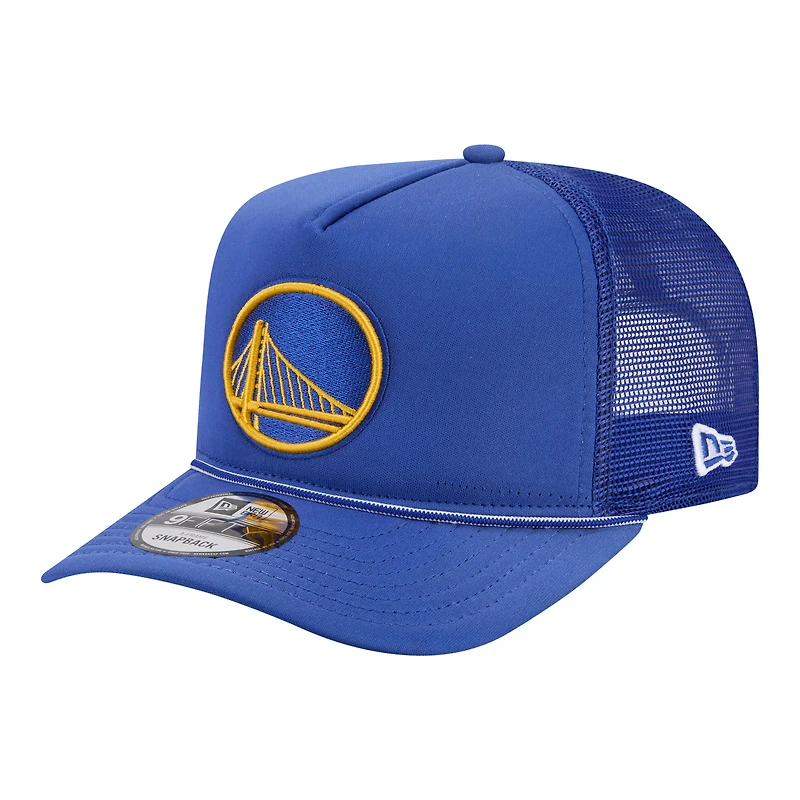 Men's New Era Royal Golden State Warriors Faded Foam Front 9FIFTY A-Frame Adjustable Trucker Hat