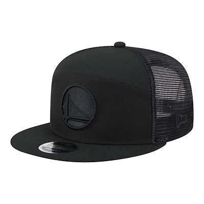 Men's New Era  Black Golden State Warriors Block Split Panel 9FIFTY Snapback Hat