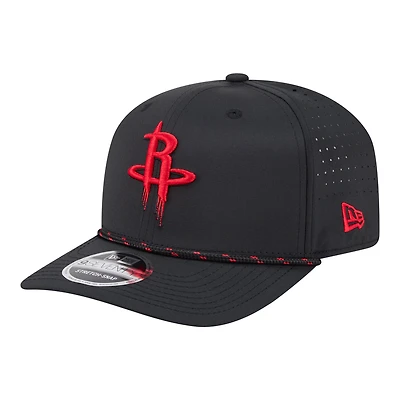 Men's New Era Black Houston Rockets Sport Rope Vented Stretch-Snap 9SEVENTY Hat