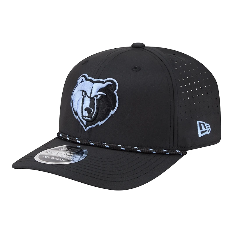 Men's New Era Black Memphis Grizzlies Sport Rope Vented Stretch-Snap 9SEVENTY Hat