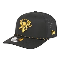 Men's New Era  Black Pittsburgh Penguins Sport Vented 9SEVENTY Rope Adjustable Hat