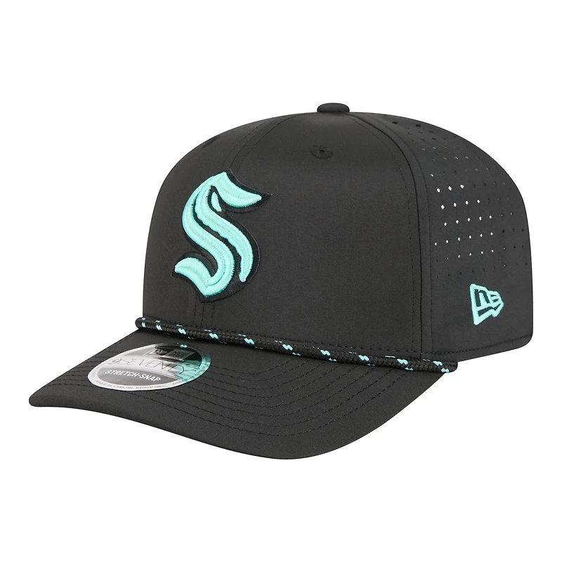 Men's New Era  Black Seattle Kraken Sport Vented 9SEVENTY Rope Adjustable Hat