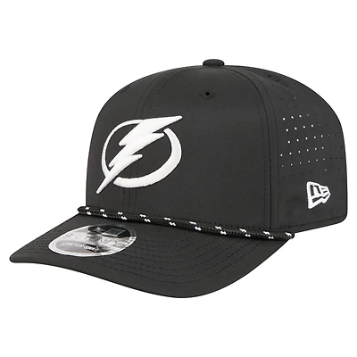 Men's New Era Black Tampa Bay Lightning Sport Vented 9SEVENTY Rope Adjustable Hat