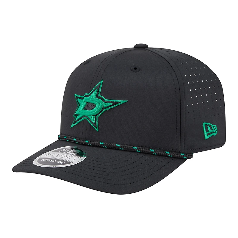 Men's New Era  Black Dallas Stars Sport Vented 9SEVENTY Rope Adjustable Hat
