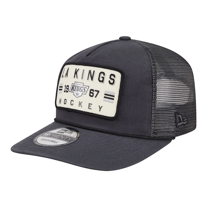Men's New Era Charcoal Los Angeles Kings Washed Patch 19TWENTY Trucker Adjustable Hat