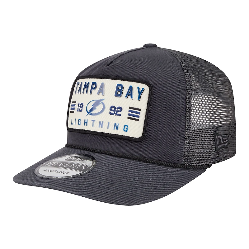 Men's New Era Charcoal Tampa Bay Lightning Washed Patch 19TWENTY Trucker Adjustable Hat