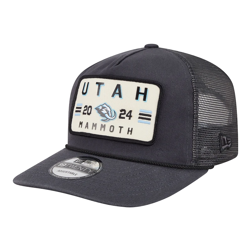 Men's New Era Charcoal Utah Mammoth Washed Patch 19TWENTY Trucker Adjustable Hat