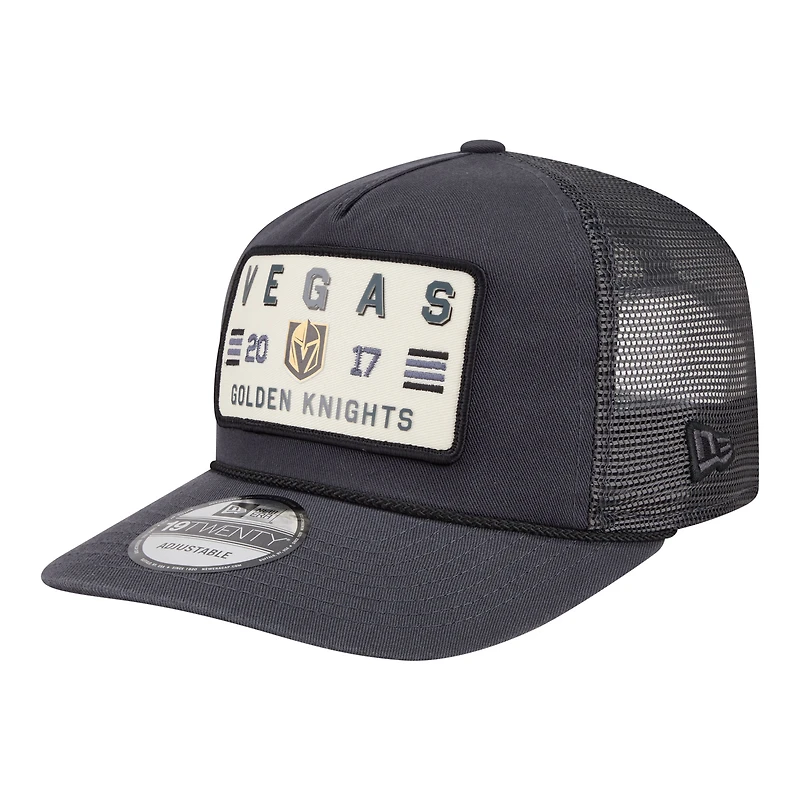 Men's New Era Charcoal Vegas Golden Knights Washed Patch 19TWENTY Trucker Adjustable Hat