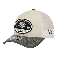 Men's New Era  Natural/Black Los Angeles Kings Frayed M-Crown A-Frame 9FORTY Trucker Adjustable Hat