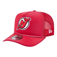 Men's New Era  Red New Jersey Devils Faded A-Frame 9FIFTY Trucker Snapback Hat