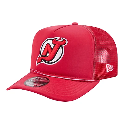 Men's New Era  Red New Jersey Devils Faded A-Frame 9FIFTY Trucker Snapback Hat
