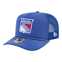 Men's New Era  Blue New York Rangers Faded A-Frame 9FIFTY Trucker Snapback Hat