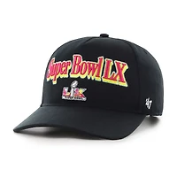 Men's '47  Black Super Bowl LX Script Fade Relaxed Adjustable Hitch Hat
