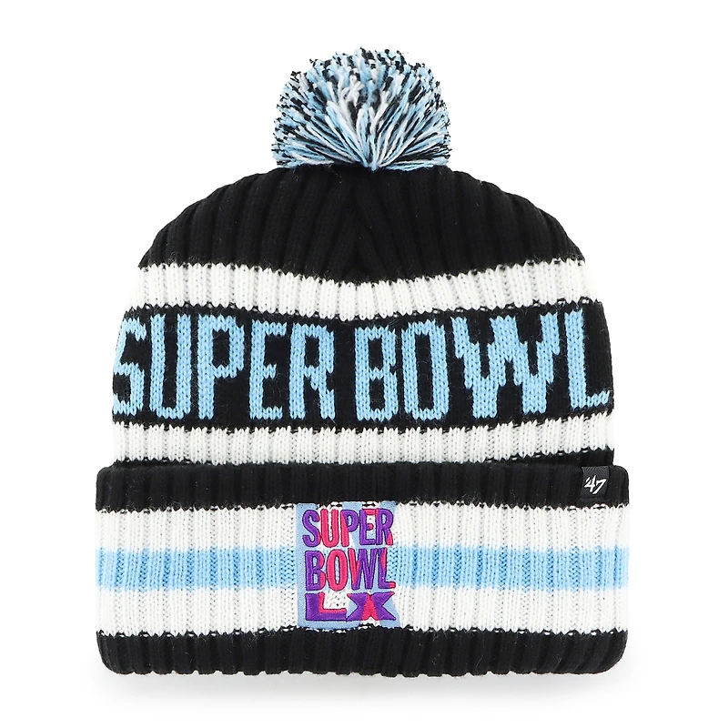 Men's '47 Black Super Bowl LX Cuffed Knit Hat with Pom