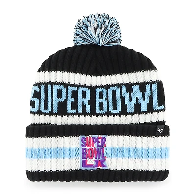 Men's '47 Black Super Bowl LX Cuffed Knit Hat with Pom