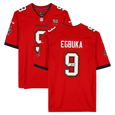 Emeka Egbuka Tampa Bay Buccaneers Autographed Nike White 50 Seasons Patch Game Jersey