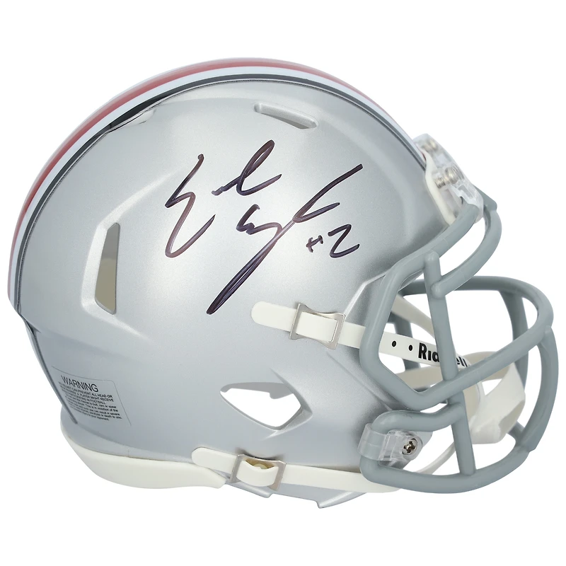 Emeka Egbuka Ohio State Buckeyes Autographed Riddell Speed Mini Helmet