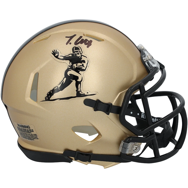 Travis Hunter Colorado Buffaloes Autographed Riddell Gold Heisman Speed Mini Helmet