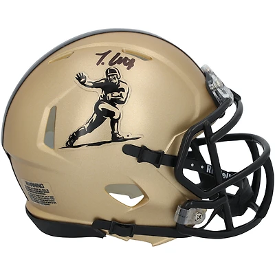 Travis Hunter Colorado Buffaloes Autographed Riddell Gold Heisman Speed Mini Helmet