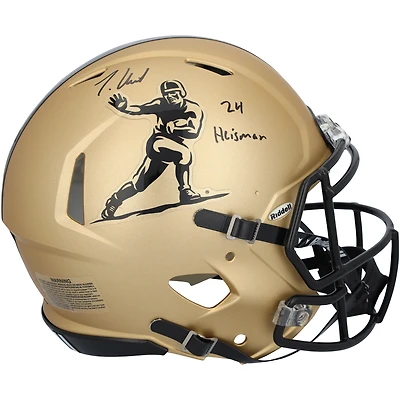 Travis Hunter Colorado Buffaloes Autographed Riddell Gold Heisman Speed Authentic Helmet with "24 Heisman" Inscription