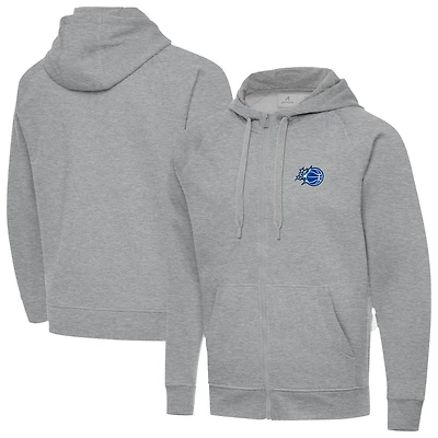 Men's Antigua Heather Gray Orlando Magic New Logo Victory Full-Zip Hooded Sweatshirt