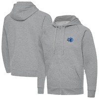 Men's Antigua Heather Gray Orlando Magic New Logo Victory Full-Zip Hooded Sweatshirt