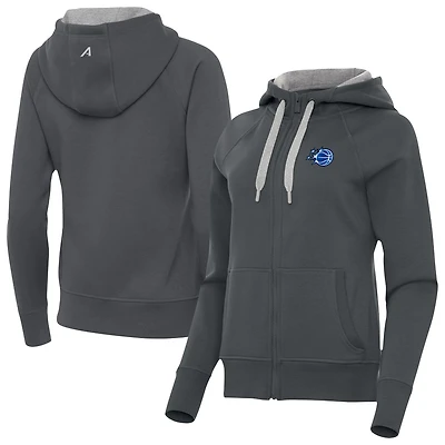 Women's Antigua Charcoal Orlando Magic New Logo Victory Full-Zip Hooded Sweatshirt