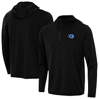 Men's Antigua Heather Black Orlando Magic New Logo Tidy Quarter-Zip Hoodie