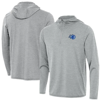 Men's Antigua Heather Gray Orlando Magic New Logo Tidy Quarter-Zip Hoodie