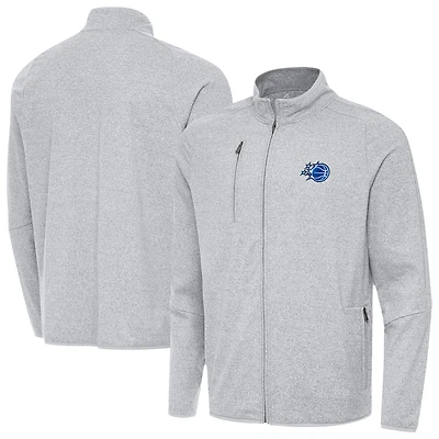 Men's Antigua Heather Orlando Magic New Logo Raglan Hold-Up Full-Zip Tri-Blend Jacket