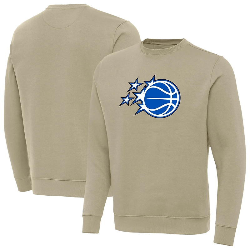 Men's Antigua Khaki Orlando Magic New Logo Victory Pullover Sweatshirt