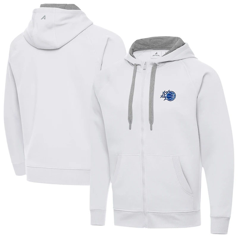 Men's Antigua White Orlando Magic New Logo Tall Victory Full-Zip Hooded Sweatshirt